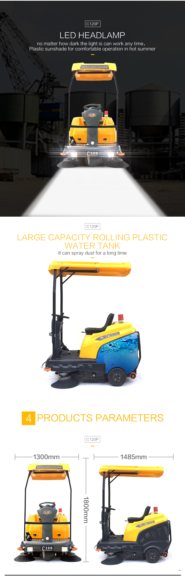 C120P Ride-on Floor Sweeper (with roof)